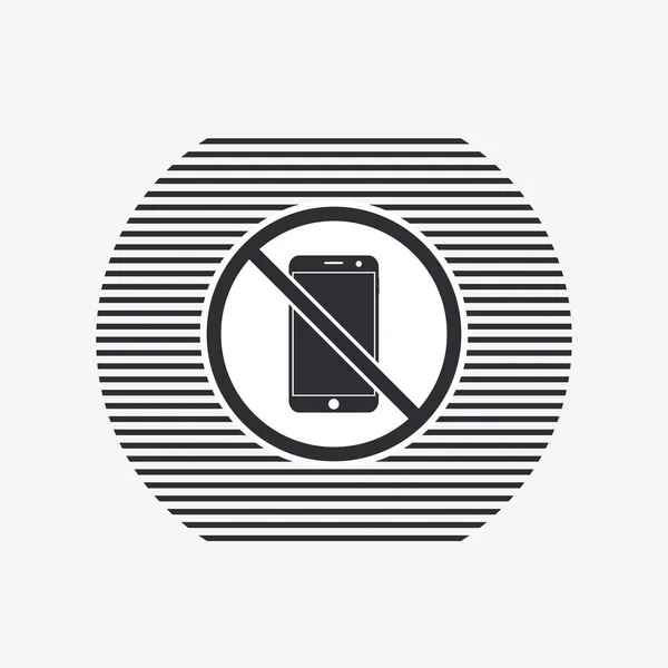 Žádná položka s telefonem. Zákazy znamení. Mobilní telefon s dotykovým displejem. Plochý design styl. — Stockový vektor