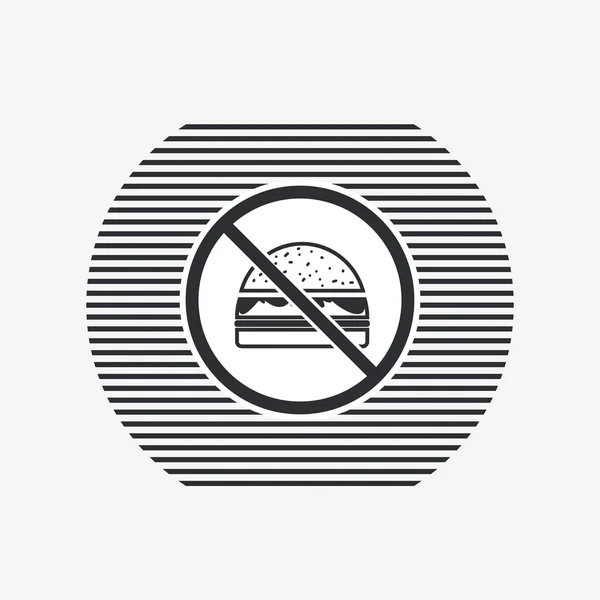 Comida prohibida. Signo de prohibición. Icono de hamburguesa. Icono de sándwich. Estilo de diseño plano . — Archivo Imágenes Vectoriales