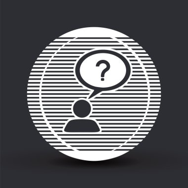 Bir kişiyle bir bulut. Soru işareti. İnsan başının üzerinde kabarcık sanıyordum.