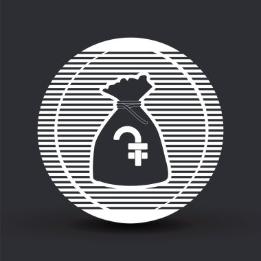 Ermenistan Dramı para birimi simgesi. Para çantası simgesi. Düz tasarım stili. 