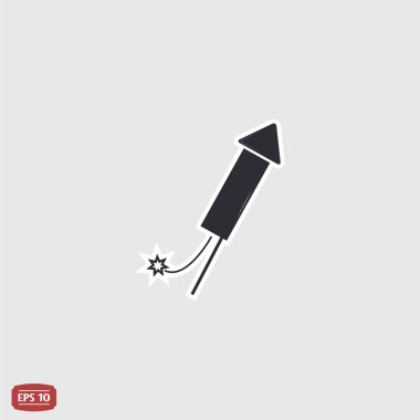 Havai fişek roket. Düz tasarım stili. 
