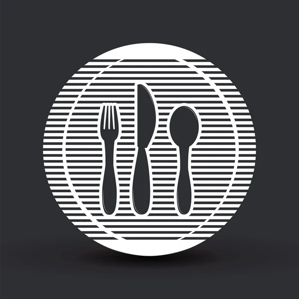 Faca de ícone, colher e garfos. Restaurante Café. Estilo de design plano . —  Vetores de Stock