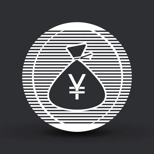 Yen símbolo de moneda. La moneda japonesa. Icono bolsa de dinero. Estilo de diseño plano . — Vector de stock