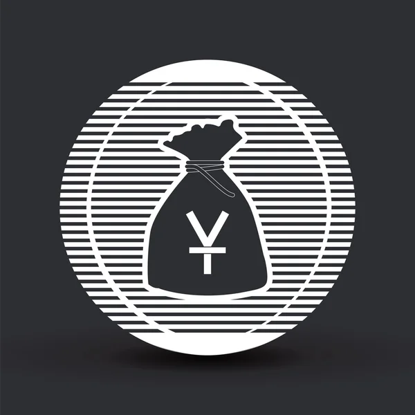 Simbolo della valuta yen. Valuta cinese. Icona della borsa dei soldi. Stile di design piatto . — Vettoriale Stock