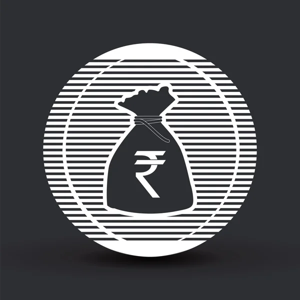 Символ индийской рупии. Значок мешка с деньгами. Плоский дизайн . — стоковый вектор