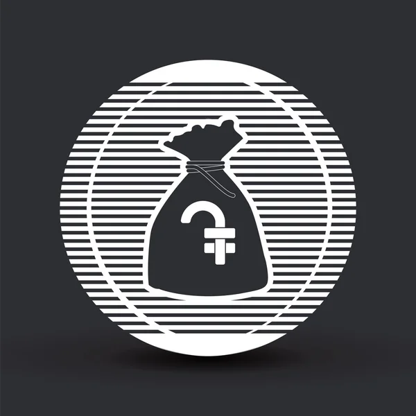 Símbolo de moneda armenio Dram. Icono bolsa de dinero. Estilo de diseño plano . — Vector de stock