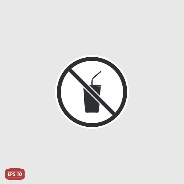 Comida prohibida. Signo de prohibición. Un vaso con una bebida. Estilo de diseño plano . — Archivo Imágenes Vectoriales