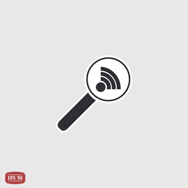 Lupa con el icono de red inalámbrica. Estilo de diseño plano . — Vector de stock