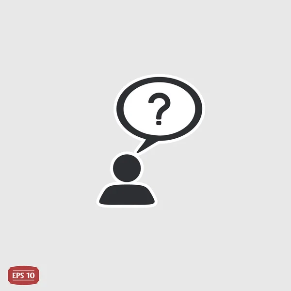 Bir kişiyle bir bulut. Soru işareti. İnsan başının üzerinde kabarcık sanıyordum.