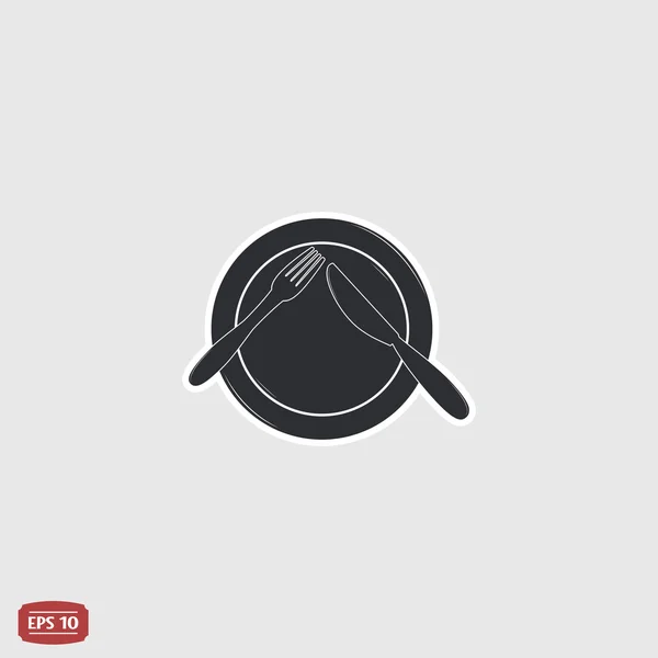 Cuchillo icono, platos y tenedores. Café restaurante. Estilo de diseño plano — Archivo Imágenes Vectoriales