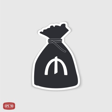 Azerbaycan Manatı para birimi simgesi. Para çantası simgesi. Düz tasarım stili. 