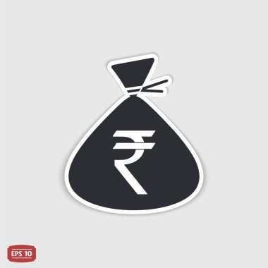 Hint Rupisi para birimi simgesi. Para çantası simgesi. Düz tasarım stili. 