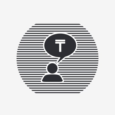 Bir kişiyle bir bulut. Para simgesi. İnsan başının üzerinde kabarcık sanıyordum. Düz tasarım stili. 