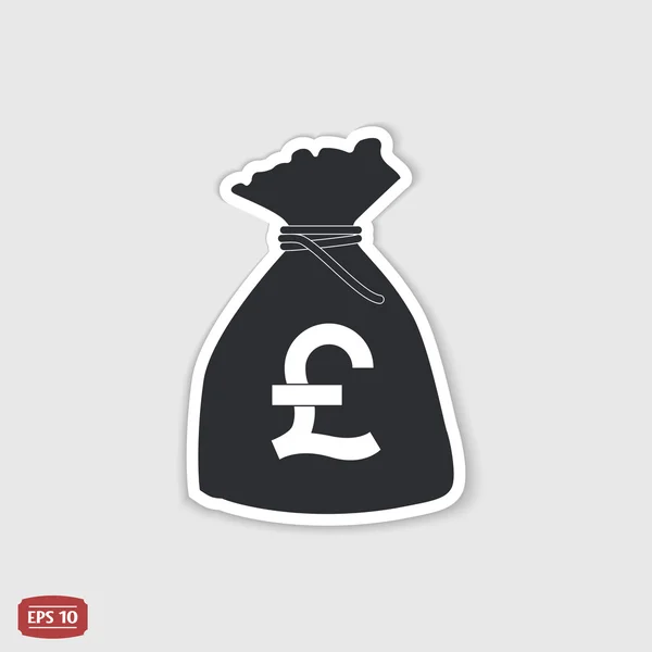 Pound currency symbol. Money bag icon. — Stock Vector