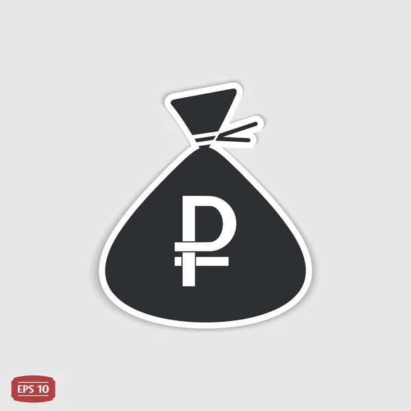 Rublesi para birimi simgesi. Rus para birimi. Para çantası simgesi. Düz tasarım stili. 