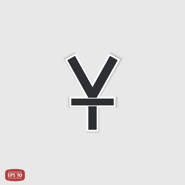 Yen símbolo de moneda. Moneda china. Estilo de diseño plano . — Vector de stock