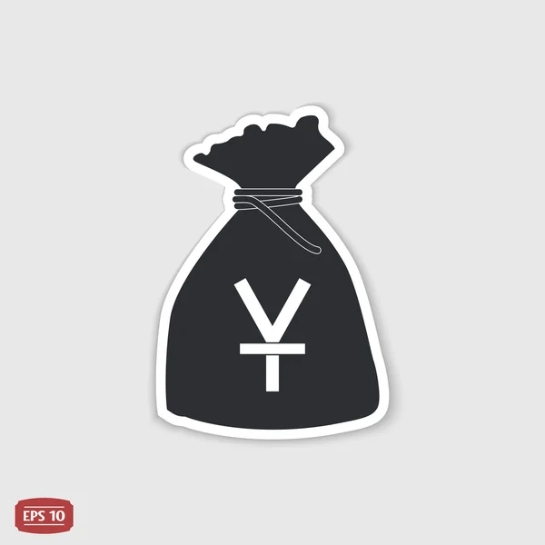 Yen símbolo de moneda. Moneda china. Icono bolsa de dinero. Estilo de diseño plano . — Vector de stock