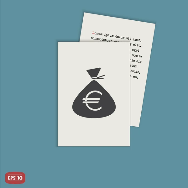 Euro symbole de la monnaie. Icône sac d'argent. Style design plat . — Image vectorielle