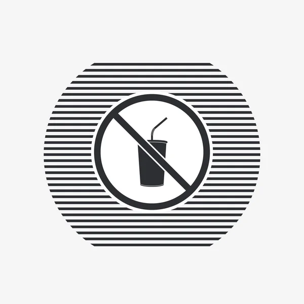 Log forbidden food. Prohibitory sign. Glass with a drink. Flat design style. — Stock Vector