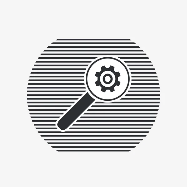 Magnifier with gear icon.Flat design style. — Stock Vector