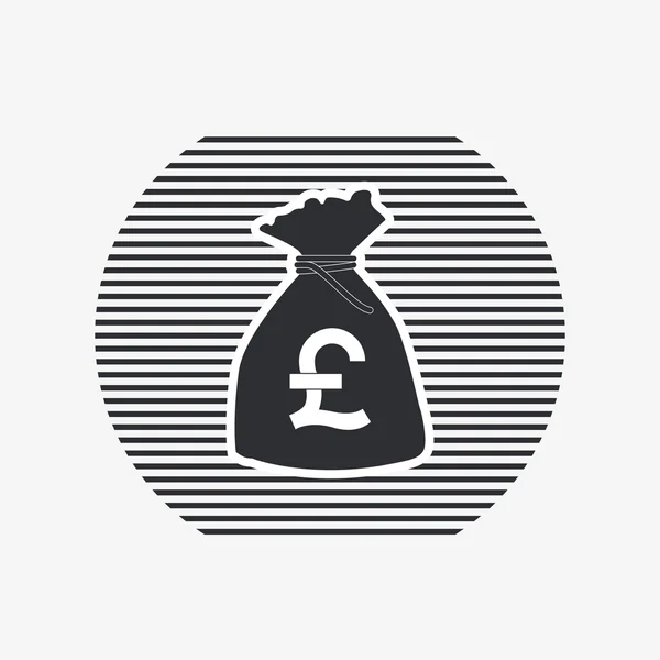 Pound currency symbol. Money bag icon. — Stock Vector