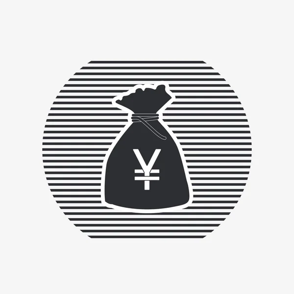 Yen Währungssymbol. die japanische Währung. Geldsacksymbol. flacher Designstil. — Stockvektor