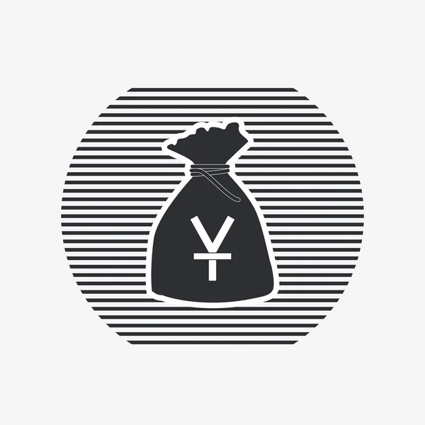 Yen Währungssymbol. chinesische Währung. Geldsacksymbol. flacher Designstil. — Stockvektor