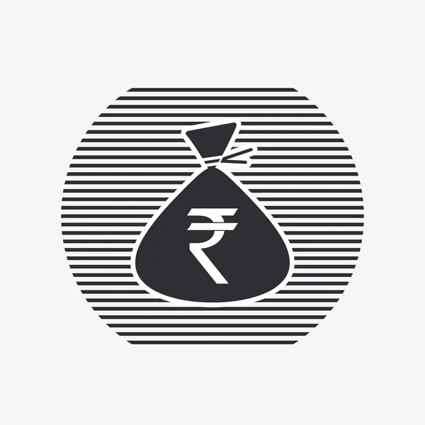 Indische Rupie Währungssymbol. Geldsacksymbol. flacher Designstil. — Stockvektor