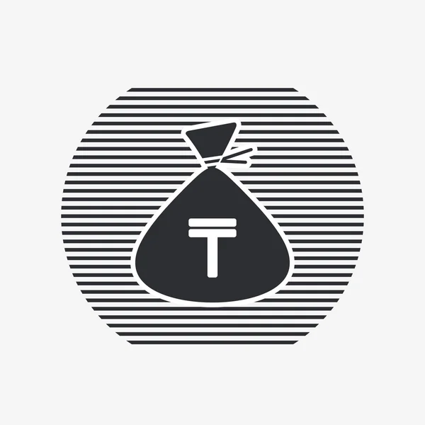 Kazakhstani tenge currency symbol. Money bag icon. Flat design style. — Stock Vector
