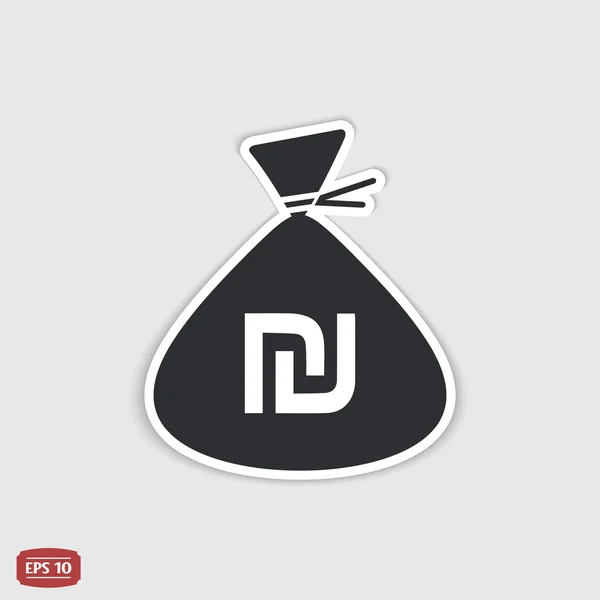 Simbolo della valuta israeliana Shekel. Icona della borsa dei soldi. Stile di design piatto . Vettoriali Stock Royalty Free