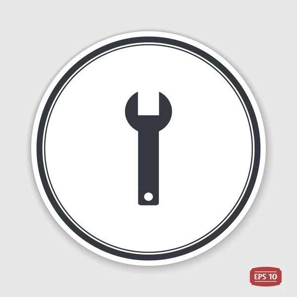 Wrench icon. Flat design style. Emblem or label with shadow. — Stock Vector