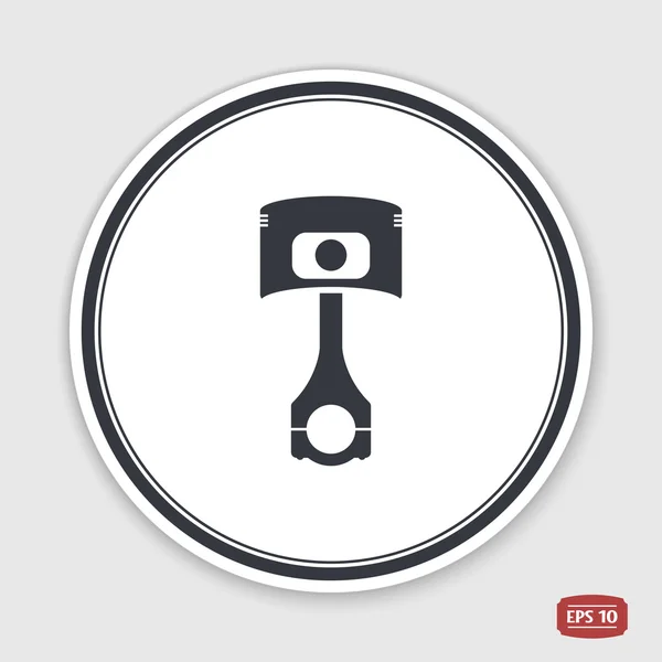 Piston and conrods icon. Estilo de design plano. Emblema ou rótulo com sombra . — Vetor de Stock