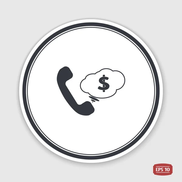 Call Button. Cloud with money. Phone Icon. Handset Icon. Flat design style. — Stock Vector