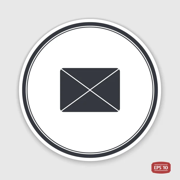 Ikonen e-post. Platt designerstil. Emblem eller etikett med skugga. — Stock vektor