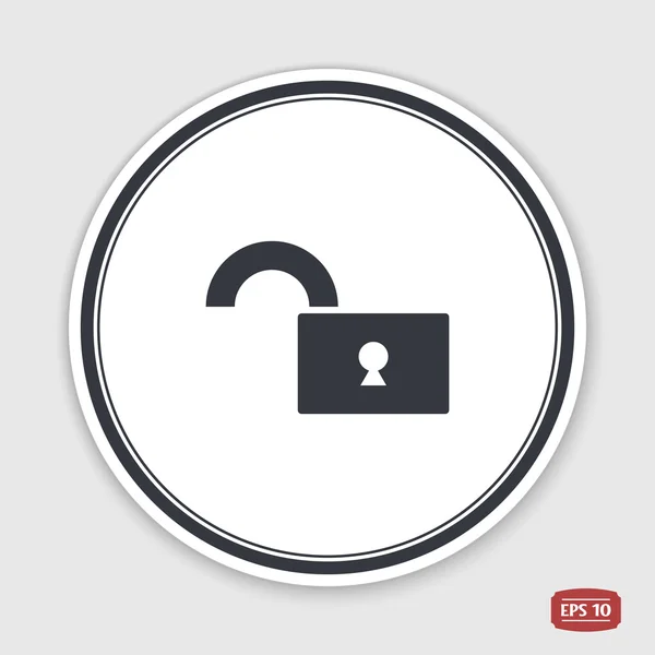 Lock is open icon. Flat design style. Emblem or label with shadow. — Stock Vector