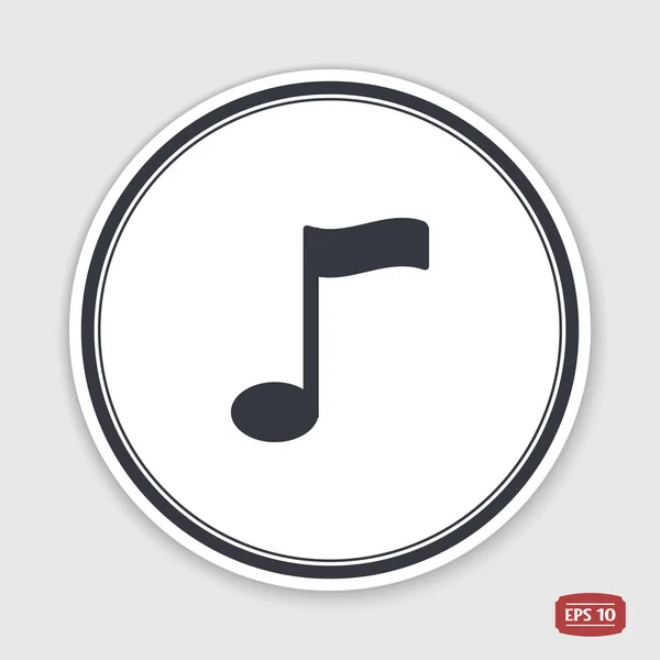 Nota musical. Estilo de diseño plano. Emblema o etiqueta con sombra . — Vector de stock