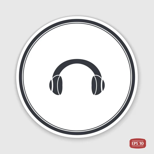 Headset icon. Flat design style. Emblem or label with shadow. — Stock Vector