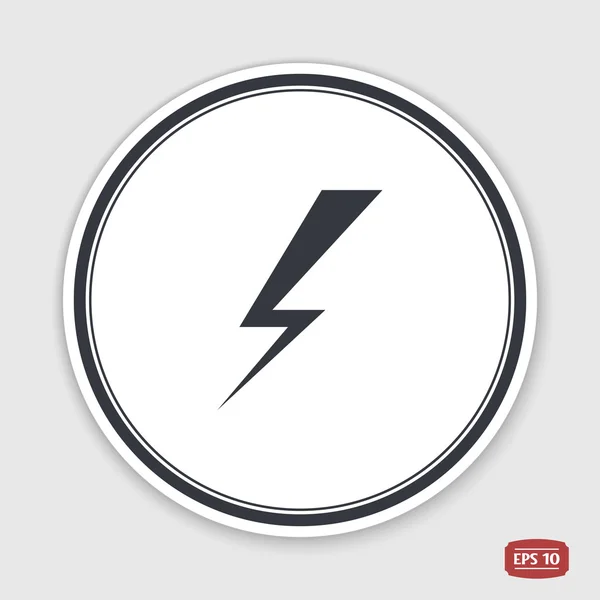 Lightning icon. Flat design style. Emblem or label with shadow. — Stock Vector