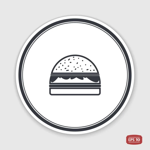 Icono de hamburguesa. Icono de sándwich. Estilo de diseño plano. Emblema o etiqueta con sombra . — Archivo Imágenes Vectoriales