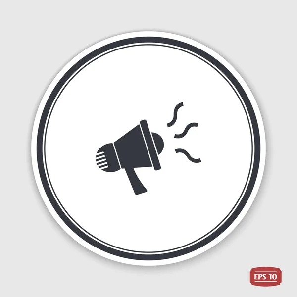 Speaker icon. Megaphone, loudspeaker symbol. Flat design style. Emblem or label with shadow. — Stock Vector