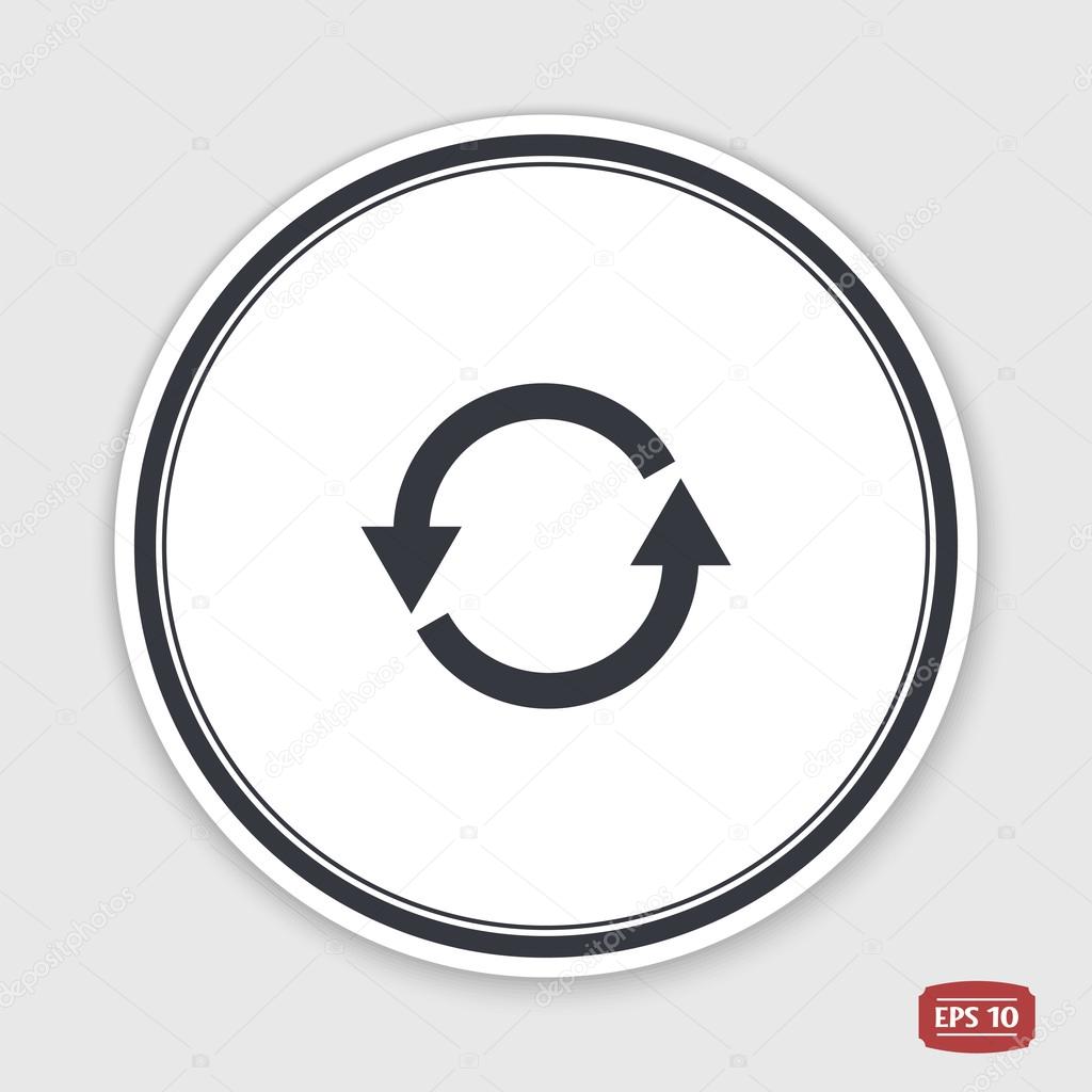 Loading and buffering icon. Flat design style. Emblem or label with shadow.