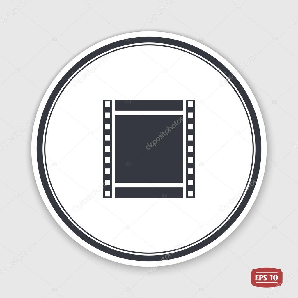Film strip icon. Flat design style. Emblem or label with shadow.