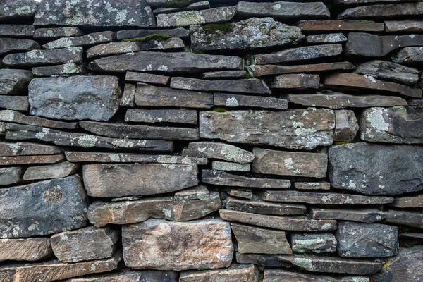 Rustic Stone Wall Border Moss Accents — Stock Photo, Image
