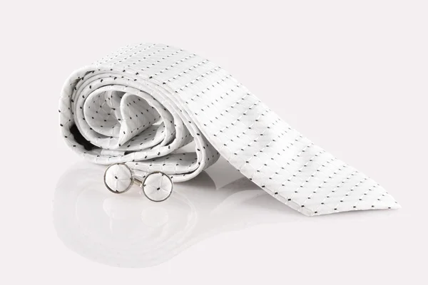 Bílá kravata s manžetové knoflíčky — Stock fotografie