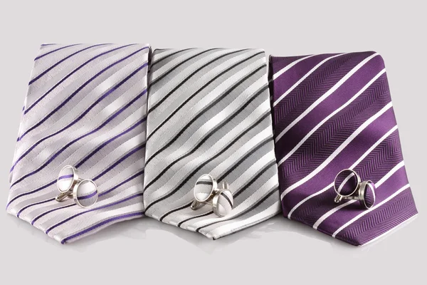 Three tie with cuff links — Stock Photo, Image