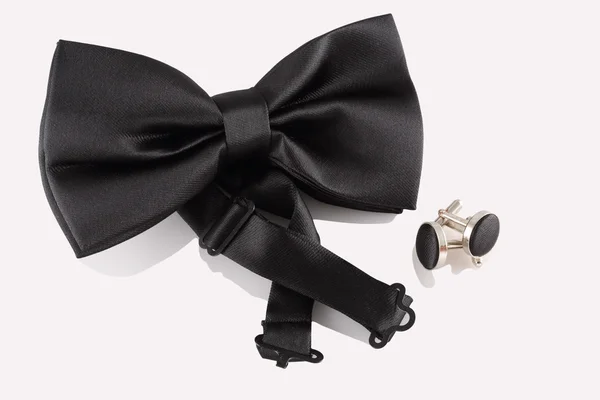 Czarny krawat z spinki do mankietów — Zdjęcie stockowe