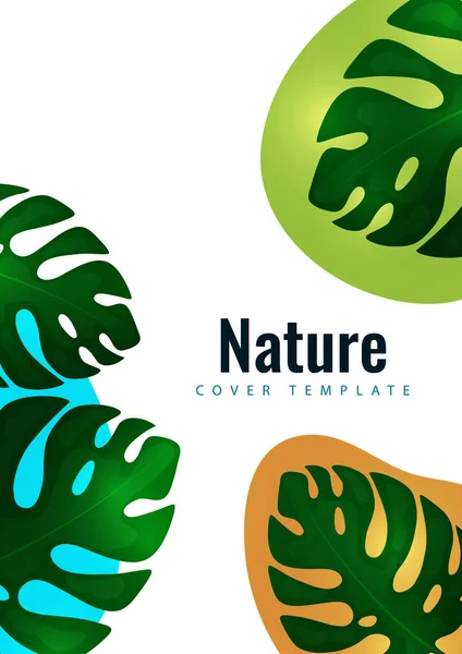 Tropical Leaf Banner Background Exotic Botanical Design Modern Sale Flyer — Stock Vector