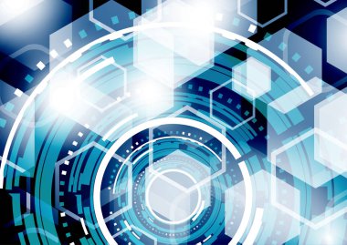 Altıgen desenli, ışıltılı ve içeriğine uygun bir gelecek teknoloji sektörü geçmişi. Vektör illüstrasyonu - Vektör grafikleri