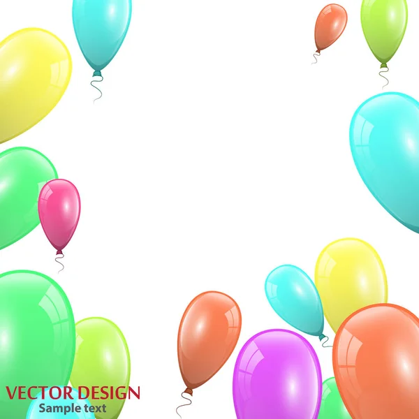 Banner Festivo Con Globos Colores Grupo Brillantes Globos Helio Aislado — Vector de stock