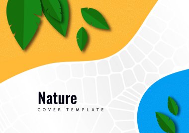 Soyut yaratıcı yapraklar, dalgalar, parlak modern arka plan. Ekoloji konsepti. Tasarımınız için vektör illüstrasyonu.